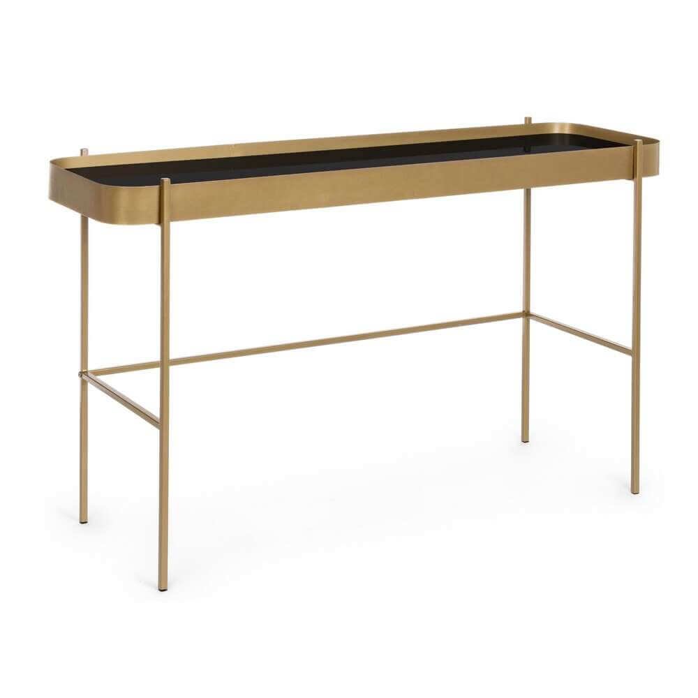 Consolle Oro con piano in vetro 120X43 – ANTONIO