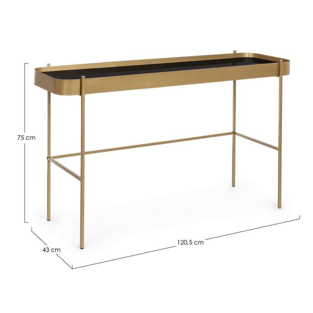 Consolle Oro con piano in vetro 120X43 – ANTONIO