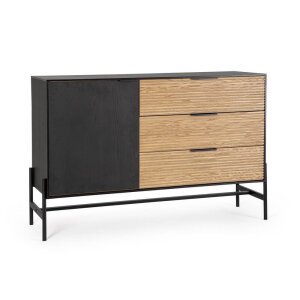 Credenza un’anta 3 cassetti nera Naturale – ALESSIA