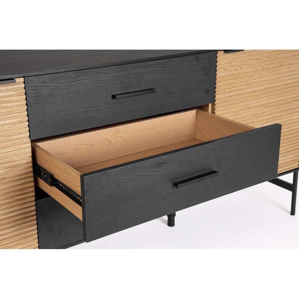 Credenza 2 ante 3 cassetti nera Naturale – ALESSIA