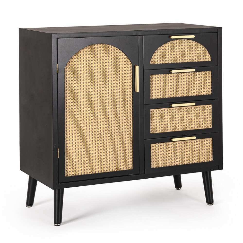 Credenza un’anta 4 cassetti nera ( Pezzi) – JOSIE