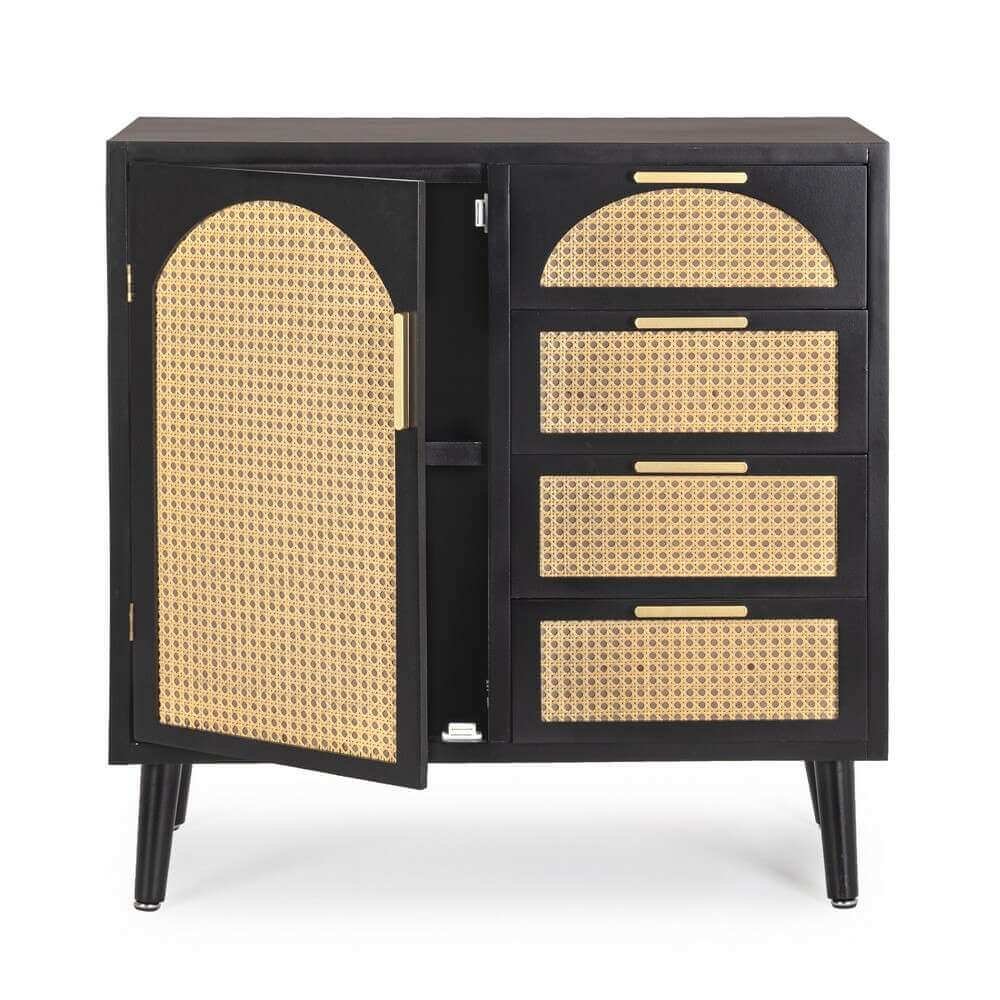 Credenza un’anta 4 cassetti nera ( Pezzi) – JOSIE