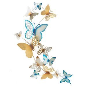 Decorazione Parete Muro Farfalle Orocm 59,5X4X111,5 – BUTTERFLIES ORO/CELESTE