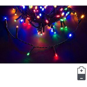 Luci Natale 48 LED Multicolore, Filo Verde 5mm, Bluetooth, IP44 (24 Pezzi)