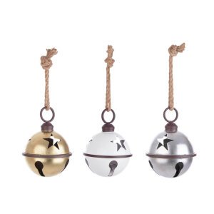 Pendaglio Stella di Natale Metallo Medio Bell, Set di 3 (6 Pezzi)