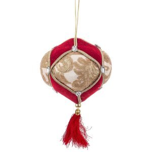 Sfera Decorativa Colyn Rosso e Oro con Nappa Diametro 130cm (6 Pezzi)