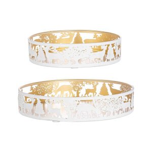 Set di 2 Vassoi Alizee Bianco e Oro (3 Pezzi)